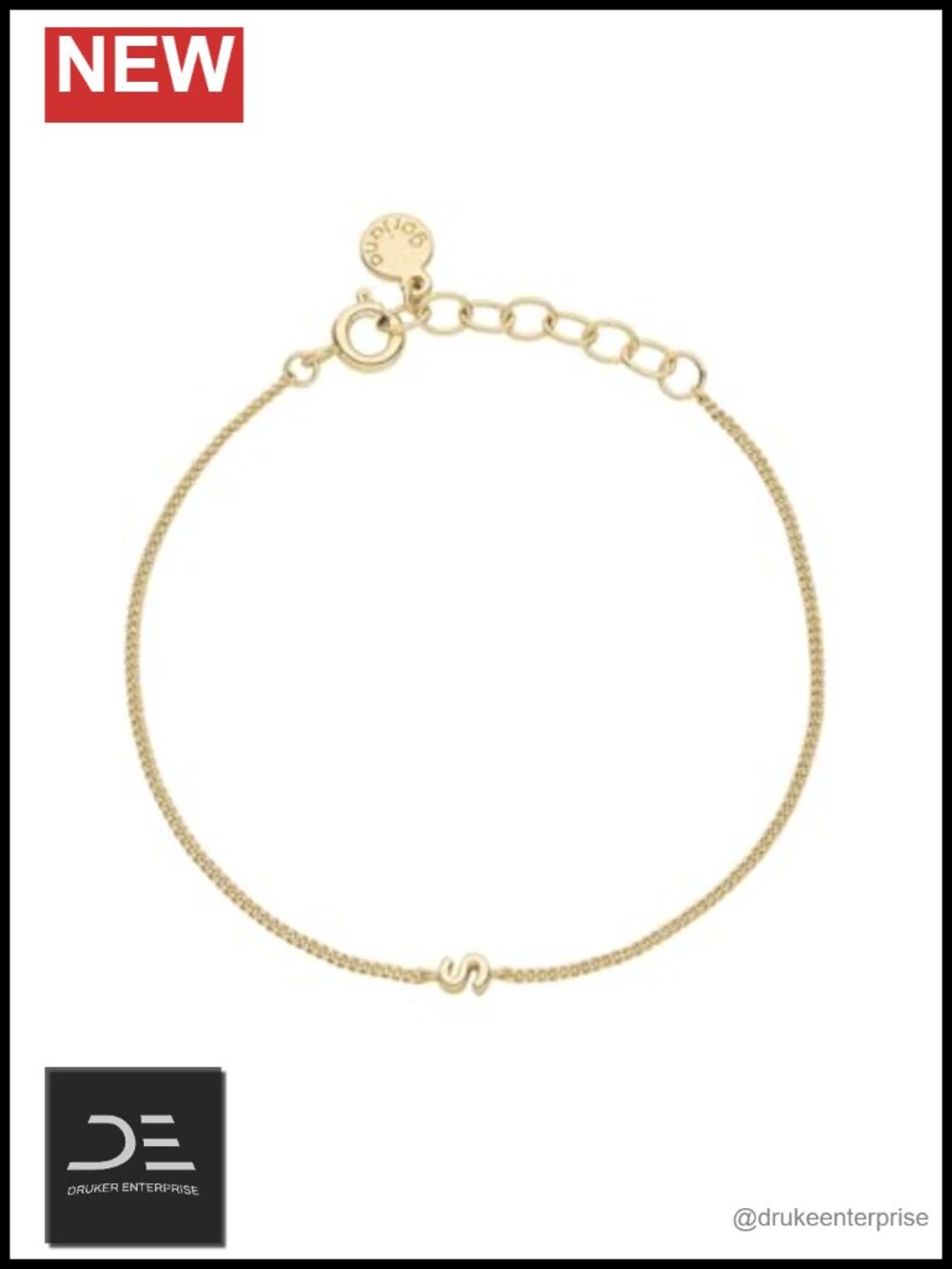 Personalized Alphabet Link Bracelet - 18k Gold or Silver Plated - Spring Ring